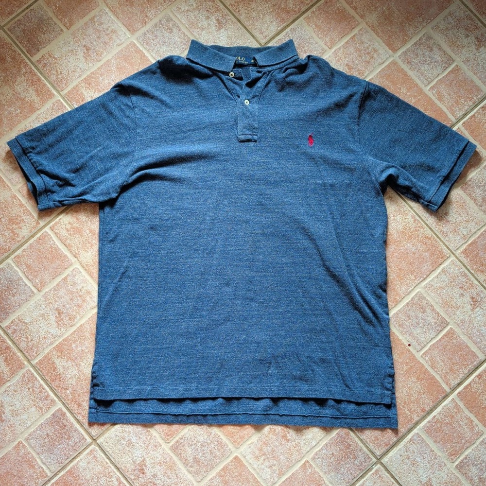 Polo Ralph Lauren Polo Shirt Mens XLT Blue Heathered Short Sleeve Cotton